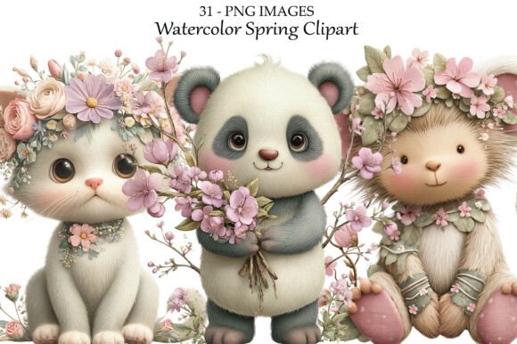 Download Watercolour Spring Cute Animals Clipart - Cute animal Collection