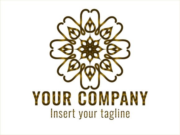 Download Logo Gold Gradation Line Flower Art - Premium Resources