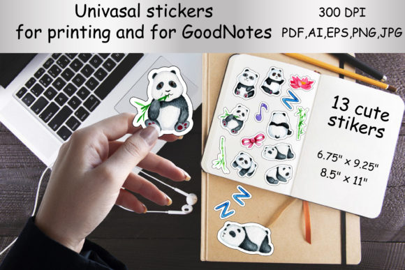 Download Stickers Print and Cut.Cute Panda Bundle - Panda bundle Collection