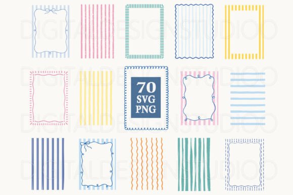 Download Preppy Coastal Stripe Frames SVG PNG - Coastal Collection