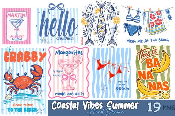 Download Coastal Vibes Summer Hand Drawn Bundle - Coastal Collection