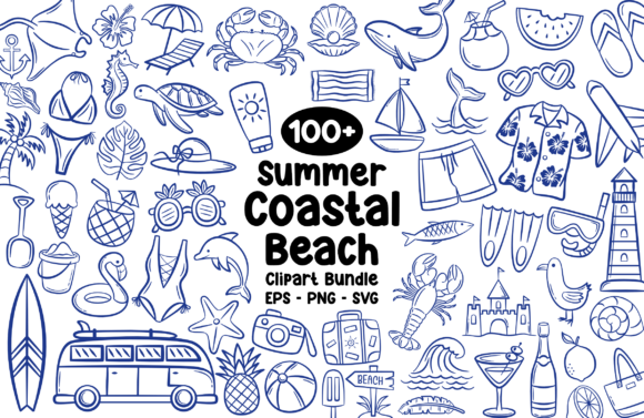 Download Summer Coastal Beach Clipart Bundle SVG - Coastal Collection