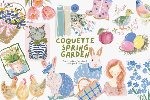 Download Coquette Spring Garden Clipart Bundle F - Coquette Collection