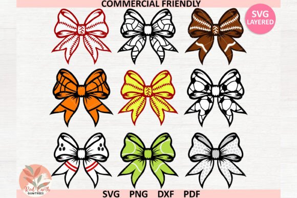 Download Retro Sport Ball Coquette Bow Bundle Svg - Coquette Collection