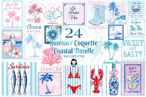 Download Coquette Coastal Summer Clipart Bundle - Coquette Collection