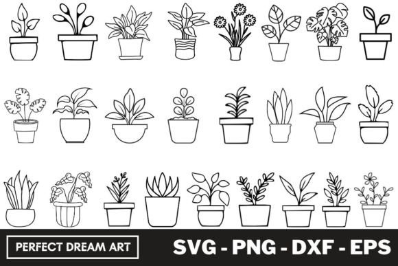 Download Potted Plants Silhouette Bundle Outline - Potted plants Collection