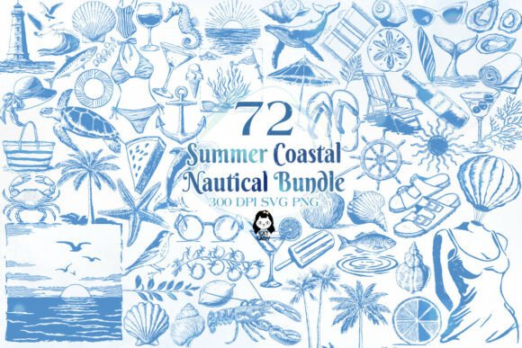 Download Summer Coastal Nautical Clipart SVG PNG - Coastal Collection